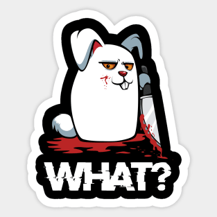 Bunny - Morderous Killer Rabbit - What? Blood Knife Humorous Sticker